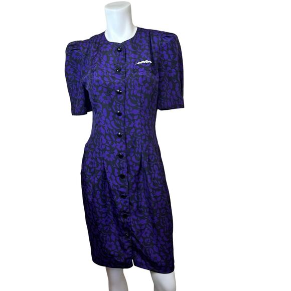 Vintage All That Jazz Petite Classic Purple & Black Dress sz 6